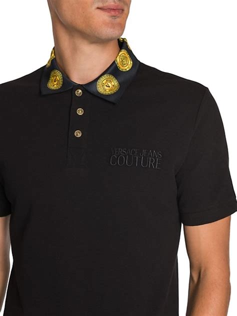 Versace Jeans Couture Contrast Collar V Emblem Polo Shirt